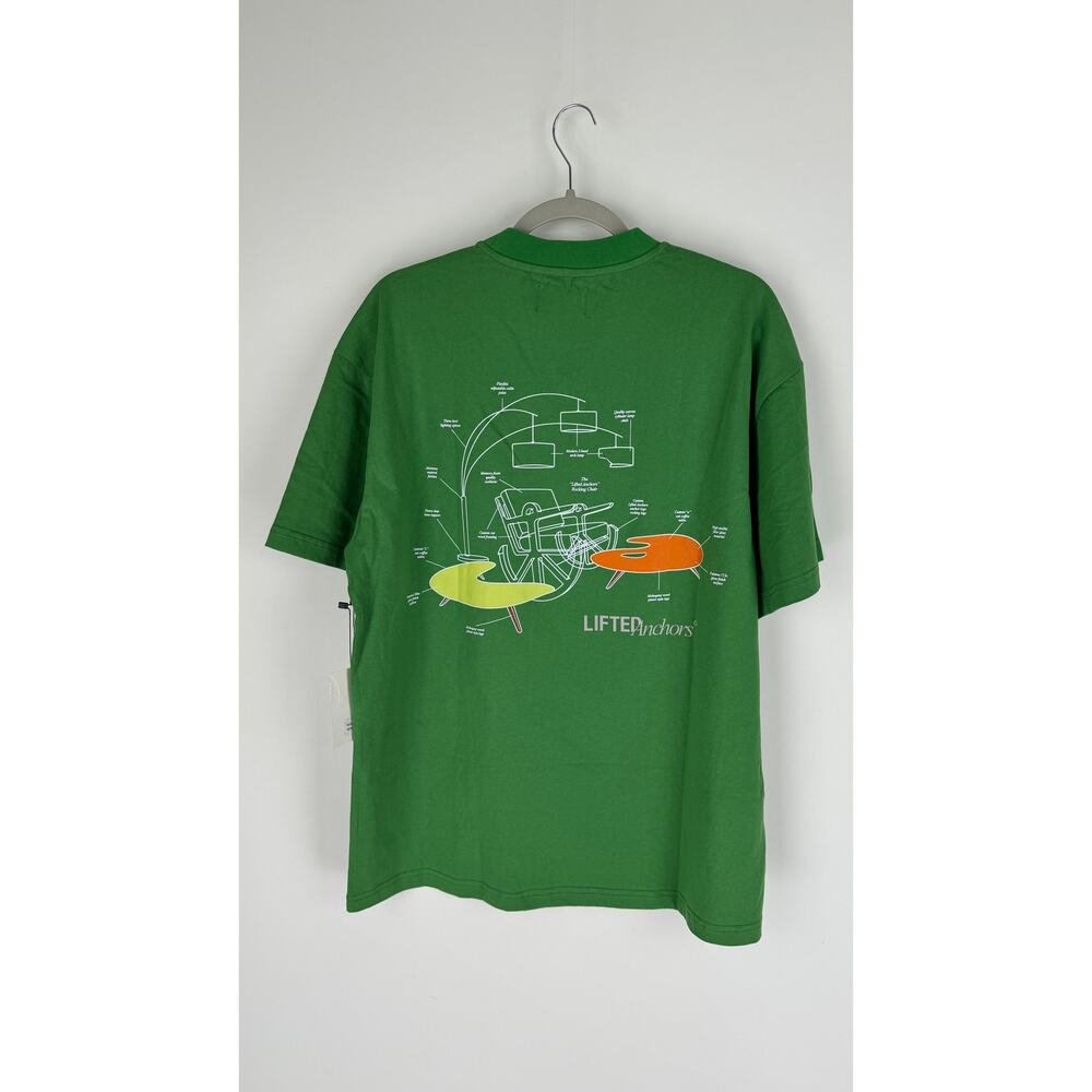 Lifted Anchors Blueprint T Shirt Mens Large Green Cotton Short Sleeve Tee New